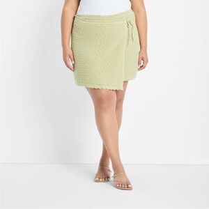 Women's High-Rise Sweater Wrap Mini Skirt - Future Collective Sage Green XL NWT